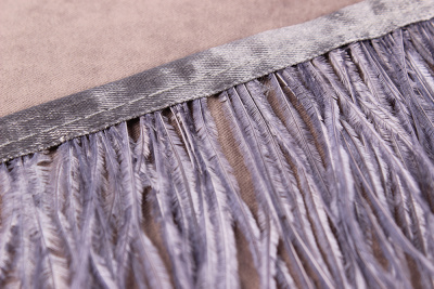 Тесьма 140мм из перьев страуса Серый - изображение