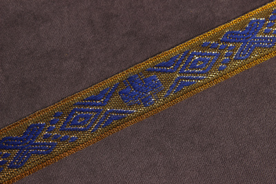 Галун 16мм Синий на золоте - изображение