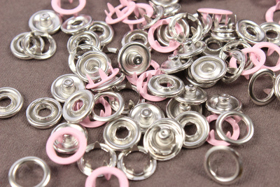 Кнопки пробивные 9,5мм рубашечные/кольцо Розовый - изображение