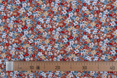 Штапель набивной ANNA 121473 Цветы на серо-голубом - изображение