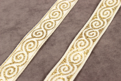 Лента 18мм жаккардовая 8681Бесконечность Белый/золото - изображение