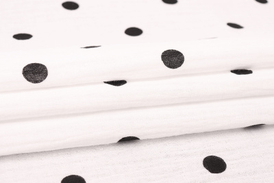 Муслин хлопковый набивной Черный горох на белом - изображение