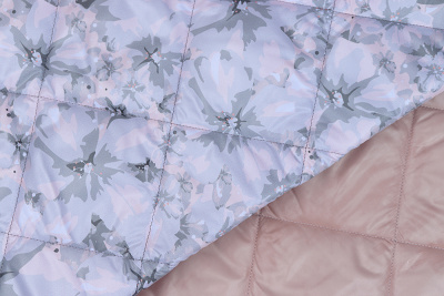 Стежка курточная сендвич Цветы/бежевый - изображение