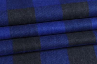 Фланель клетка Черный/василек - изображение