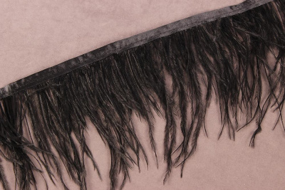 Тесьма 80мм из перьев страуса Черный - изображение