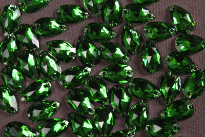 Стразы пришивные 12*7мм Капля Зеленый - изображение