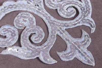 Термоаппликация с пайетками Орнамент Серебро 8568 - изображение