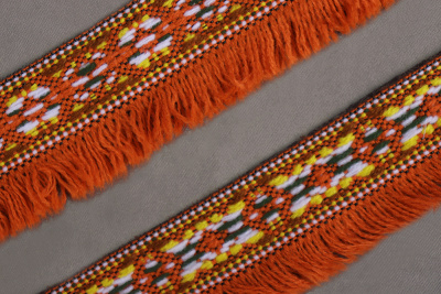 Тесьма 35мм с бахромой Оранжевый/Желтвй/Белый - изображение