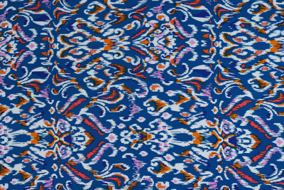 Штапель набивной 11977 Орнамент на бирюзовом - изображение