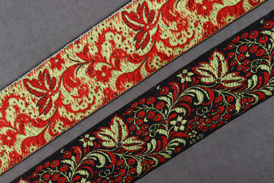 Лента 50мм жаккардовая 9520 Черный/красный/желтый - изображение