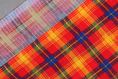 Полотно вафельное Клетка Красный/желтый - изображение