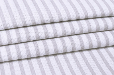 Бязь набивная 150 Ив 120 гр/м.кв. Бело-серая полоска - изображение
