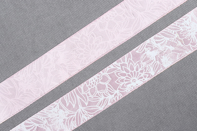 Лента атласная  25мм с рисунком  Цветы - изображение