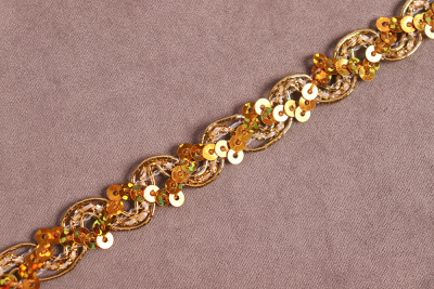 Тесьма 10мм TBY13 с пайетками Золото - изображение