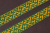 Лента 32мм жаккардовая 9302 Славянский орнамент Оберег Зеленый/желтый