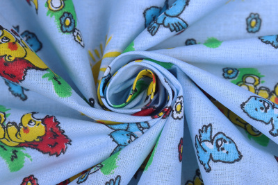 Ситец детский 44 Ежики на голубом - изображение