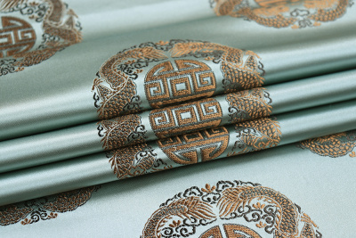 Жаккард монгольский медальон/дракон Мятный - изображение