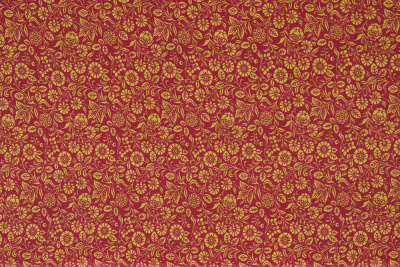 Ситец 80 набивной Желтые цветы на красном - изображение