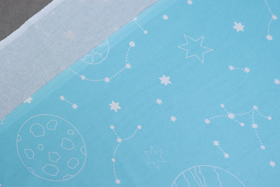 Бязь набивная 150 Ив 120 гр/м.кв. Астронавты компаньон - изображение