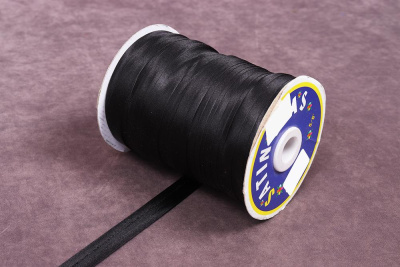 Атласная косая бейка 15мм Черный - изображение