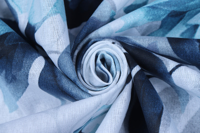 Бязь набивная 220 Голубые цветы на белом - изображение