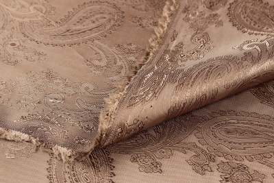 Подклад вискоза-жаккард Огурцы Т-528 Кофе с молоком - изображение