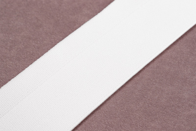 Тесьма эластичная 40мм с двойным краем Белый - изображение