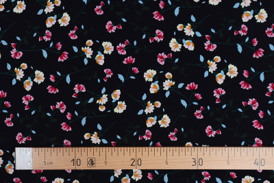 Штапель набивной 145 Цветы на т.синем - изображение