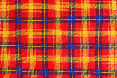 Полотно вафельное Клетка Красный/желтый - изображение