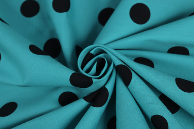 Хлопок набивной Черный горох на бирюзовом - изображение