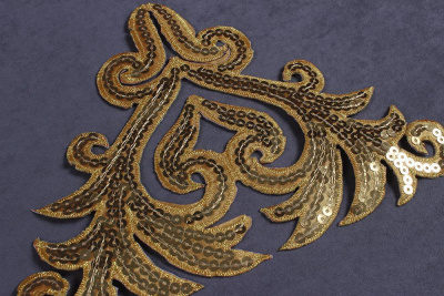 Термоаппликация с пайетками Орнамент Золото 8620 - изображение