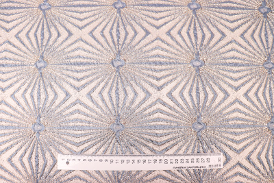 Жаккард металлик Геометрия Голубой/молочный - изображение