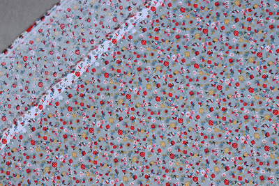 Штапель набивной 11978  Мелкие цветы на сером - изображение