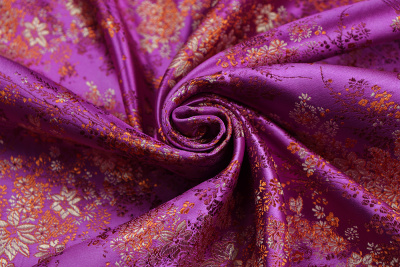 Шелк-жаккард цветы диагональ Фиолетовый - изображение