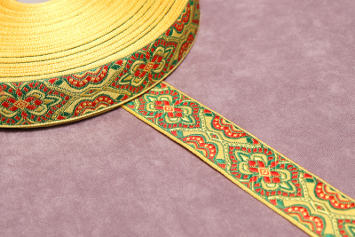 Лента 23мм жаккардовая 9192 Желтый/Красный/Зеленый - изображение