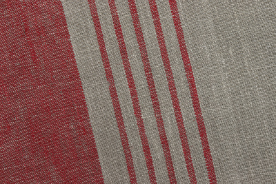 Лен пестротканный 166027 Красно-бежевые полосы - изображение