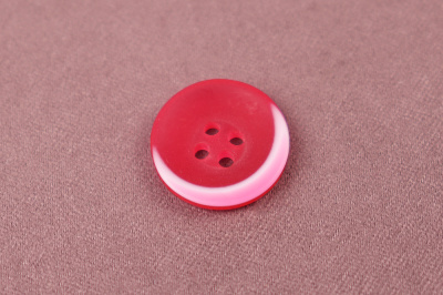 Пуговица 21мм 4х прок. CN2828 Красный/Белый - изображение