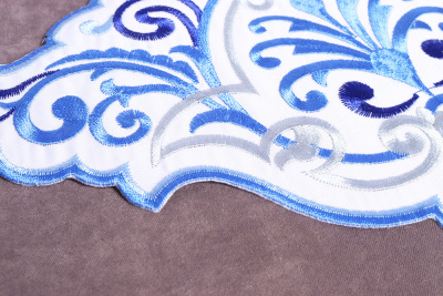 Термоаппликация Орнамент угловой Синий/Белый - изображение