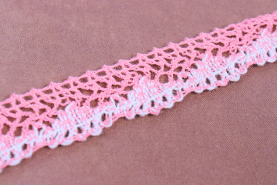 Кружево Мережка 28мм Розовый/белый - изображение