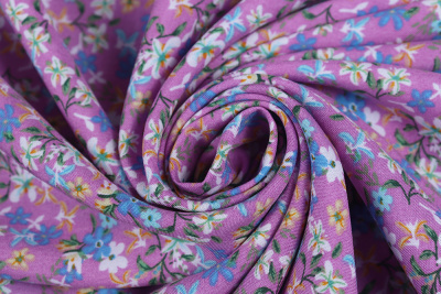 Штапель набивной ANNA 121473 Цветы на т.розовом - изображение