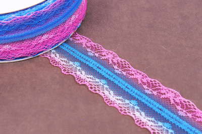 Кружево 42мм капроновое градиент Голубой/Розовый - изображение