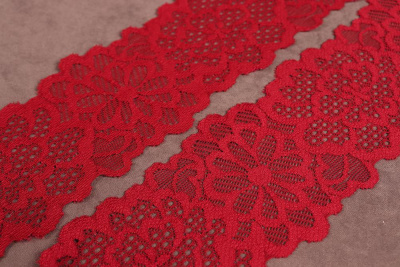 Кружево 65мм эластичное Бордовый - изображение
