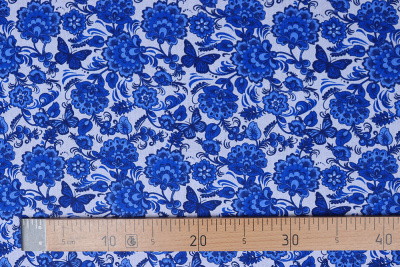 Бязь-универсал П13-150 ИВ Синие цветы на белом - изображение