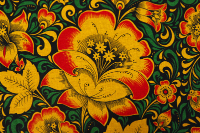 Бязь-универсал П13-150 ИВ Хохлома на черном - изображение