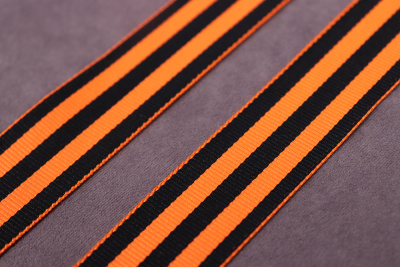 Лента прикладная Георгиевская 25мм Оранжевый/черный - изображение