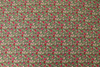 Штапель набивной 7459 100гр/м.кв.Малиновые цветы на зеленом - изображение