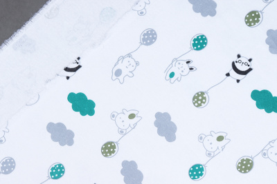 Фланель набивная Панда-зайчонок с шариком - изображение