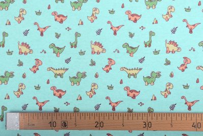 Фланель наб 90 Динозавры на мятном - изображение