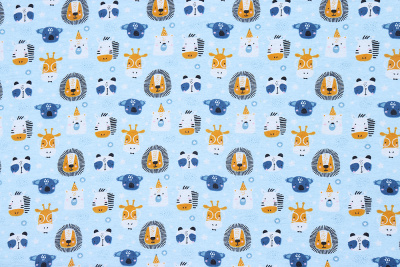 Фланель наб 90 Звери на голубом - изображение