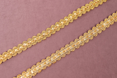 Тесьма 20мм металлизированная с пайеткой Волна Золото - изображение